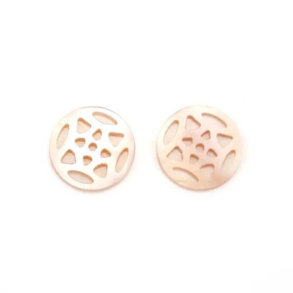médaillon ajouré nacre rose rosace 12mm x 1pc