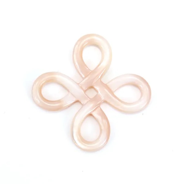 Pink mother-of-pearl chinese knot 15mm x 1pc