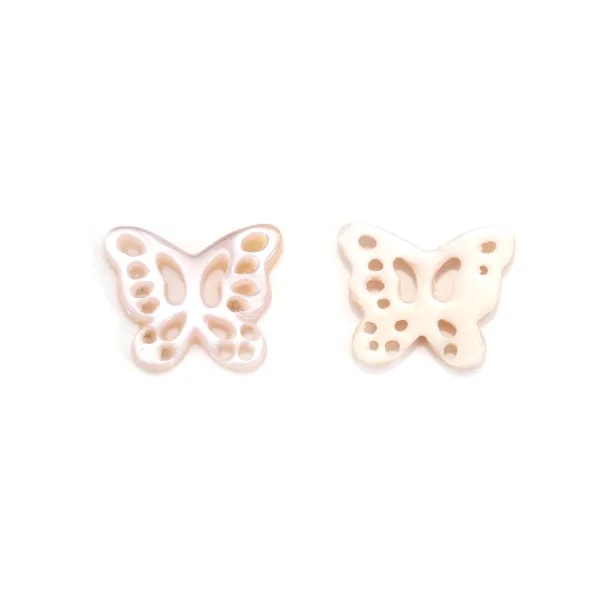Nacre rose ajourée en forme de Papillon 9.5x11.5mm x 1pc