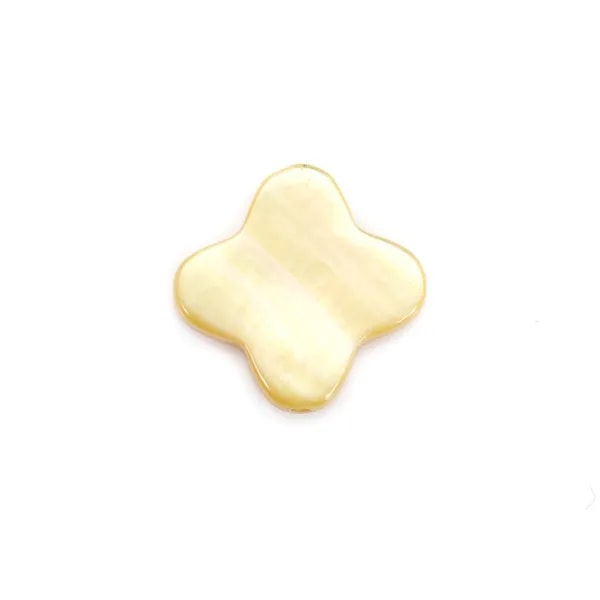 Yellow mother-of-pearl clover beads 12mm x 2pcs