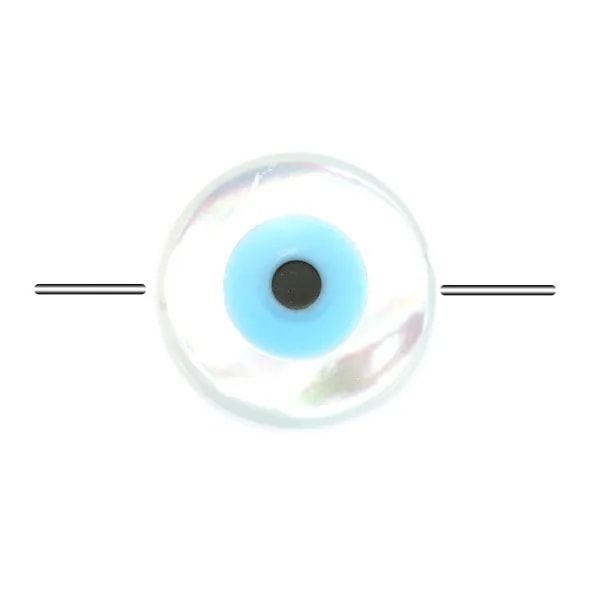 Nacre blache en forme d'oeil rond 12mm x 1pc