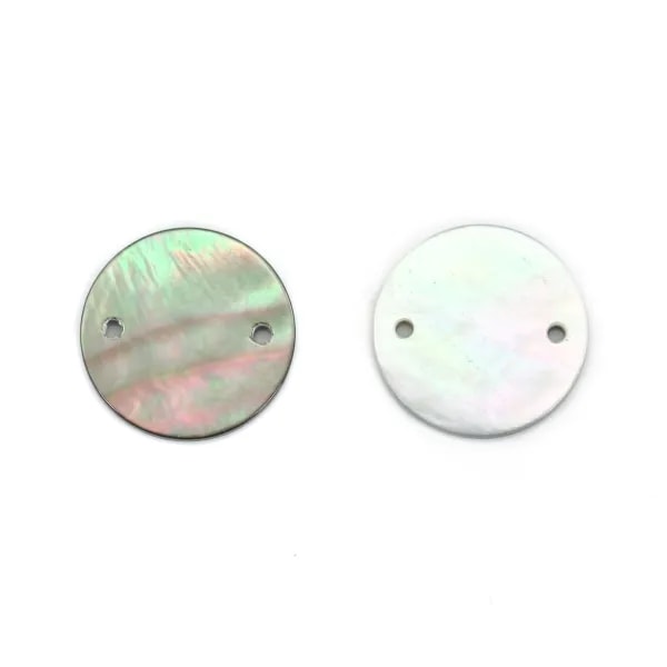 Nacre grise ronde plate 12mm x 2pcs