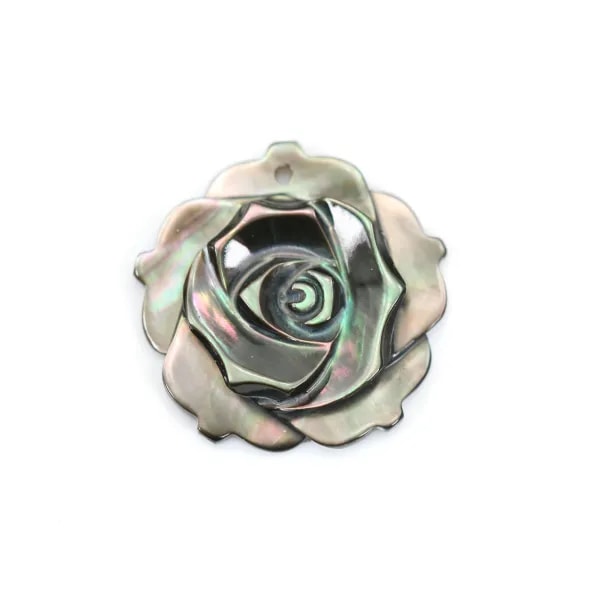 Nacre grise en forme de rose 15mm x 1pc