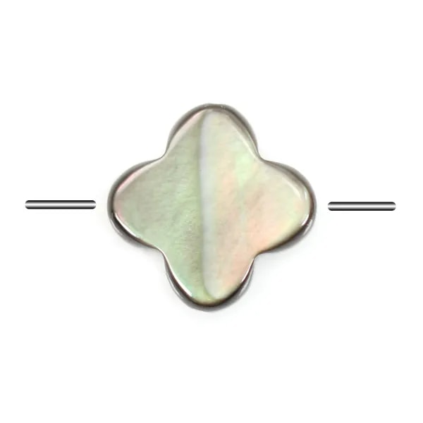 Nacre grise en forme de trèfle 10mm x 4 pcs