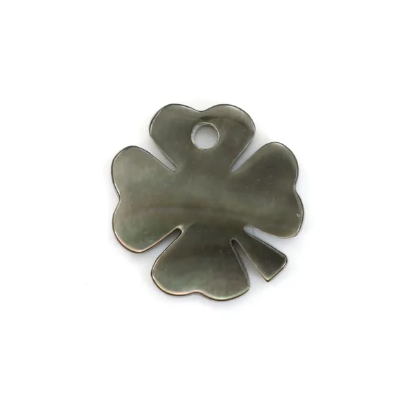 Nacre grise en forme de trèfle à 4 feuilles 10mm x 1pc