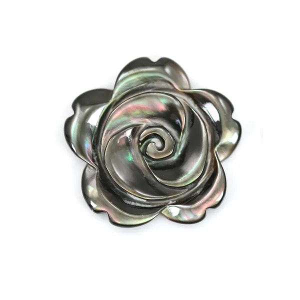 Nacre grise semi-percée en forme de fleur 20mm x 1pc