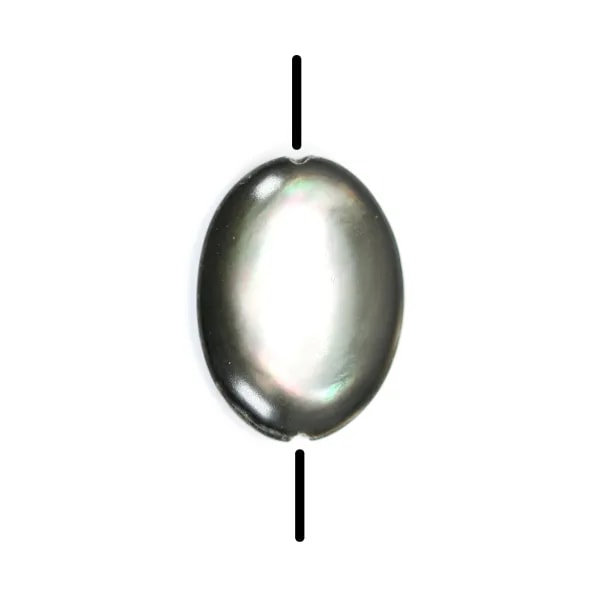 Gray mother-of-pearl bulged oval beads 12x16mm x 4 pcs