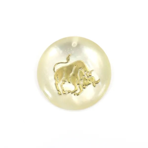 Pendentif Taureau en nacre 20mm x 1pc