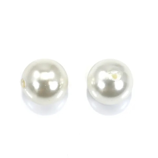 Black agate, half drilled, round 10mm x 2pcs