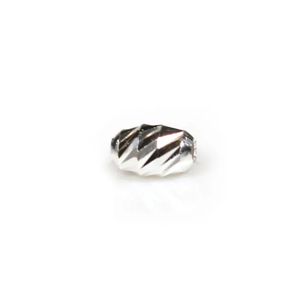 Perle striée, en argent 925, en forme d'olive, 3x4.5mm x 10pcs