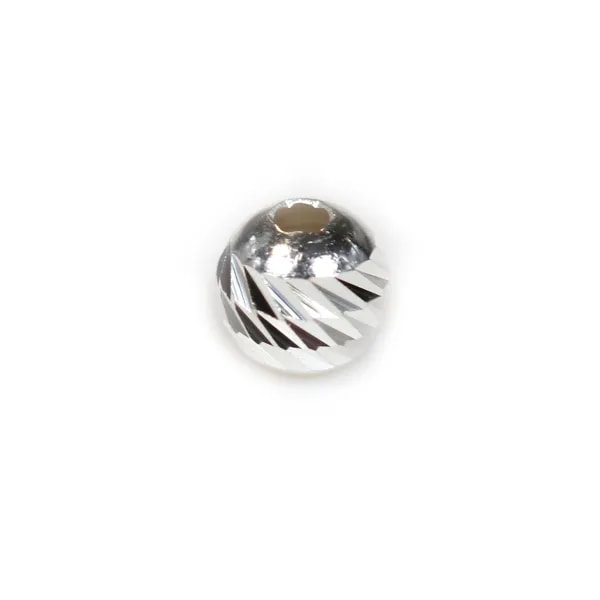 Boule striée, en forme de ronde facette, 4mm x 5pcs