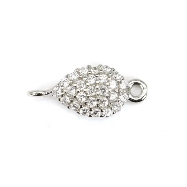 925 sterling silver charm flower & zirconium 8x13mm x1pc