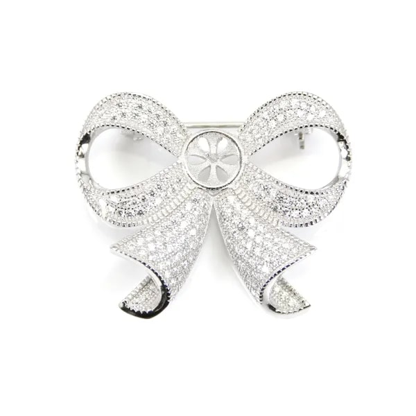 Argent 925 zirconium épingle à broche 30x37mm x 1pc