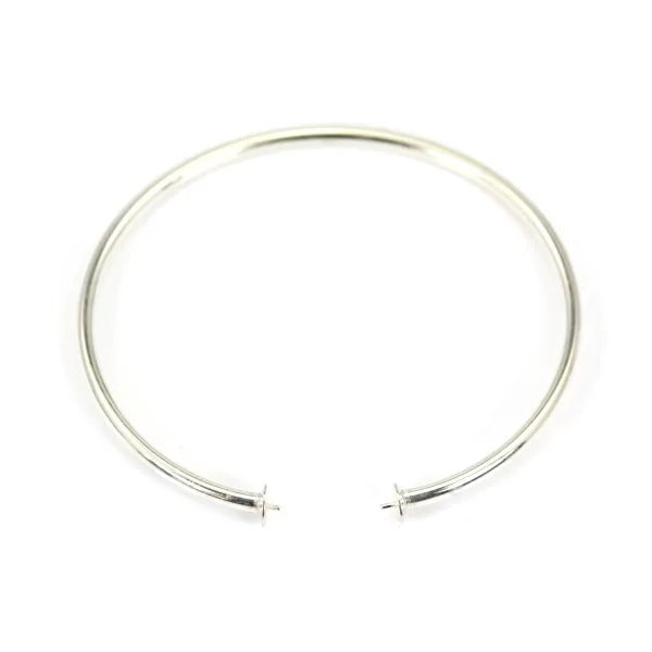 Bracelet jonc flexible 58mm pour perle semi-percée en argent 925 x 1pc