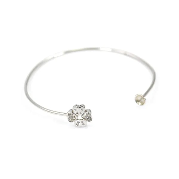 Argent 925 rhodié avec zirconium bracelet réglable pour perles semi percée 58mm x 1pc