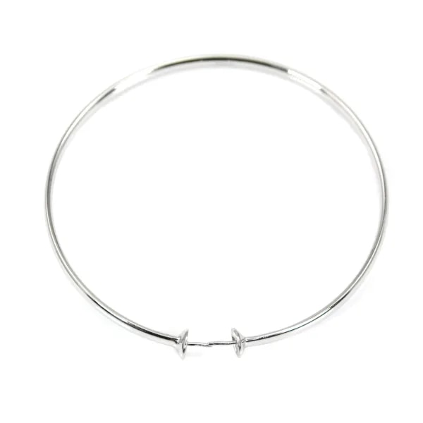 Bracciale regolabile per perle semi-traforate rodiato argento x 1pc