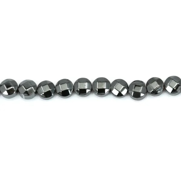 Hématite, de forme ronde plate facetté, 4mm x 40cm