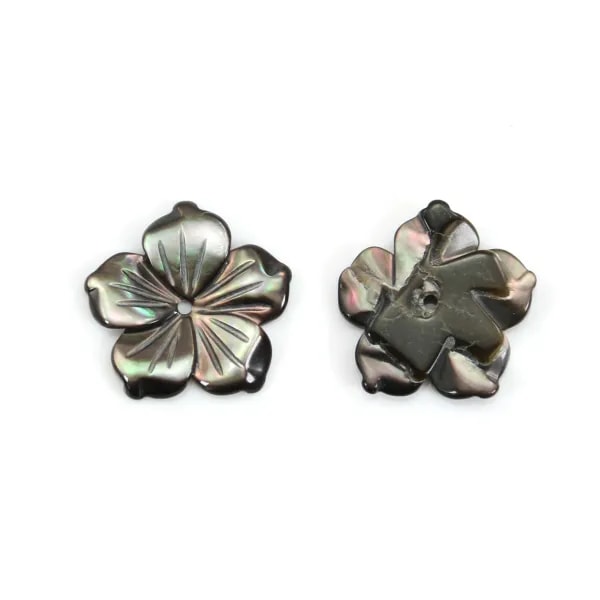 Nacre grise en forme de fleur à 5 pétales 15mm x 1pc