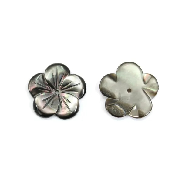 Nacre grise en forme de fleur à 5 pétales 15mm x 1pc