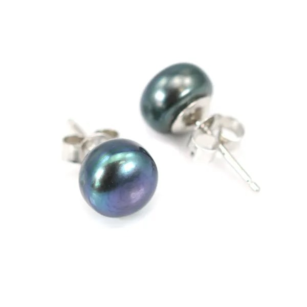 Boucle d'oreille argent 925 perle d'eau douce 7mm  x 2pcs
