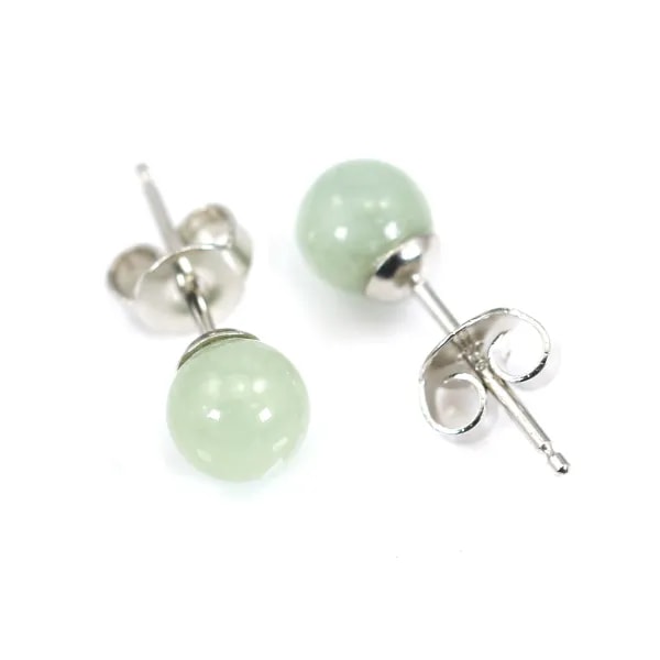 Boucles d'oreilles argent 925 jade 6mm  x 1pc