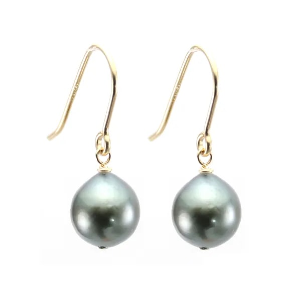 Orecchini di perle coltivate di Tahiti 8-9 mm e riempiti d'oro x 2 pezzi