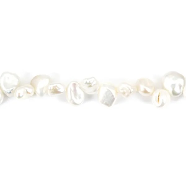 Perle de culture d'eau douce, blanche, keshi, 8-10mm x 39cm
