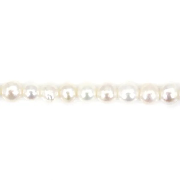 Perle de culture d'eau douce, blanche, semi-ronde, 3-3.5mm x 36cm