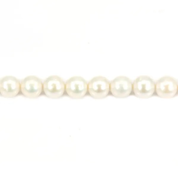 Perle de culture d'eau douce, blanche, ronde, 9-10mm, A x 40cm