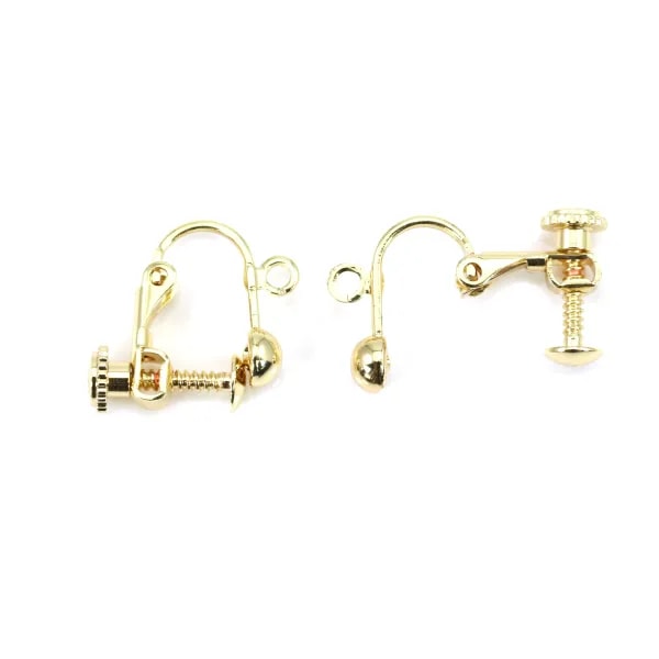 Clous d'oreilles clip doré sur laiton 13mm x 6pcs