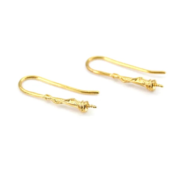 Crochet boucles d'oreilles pour perles semi percé plaquée par "flash" or sur laiton 26mm x 4pcs
