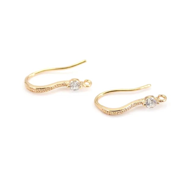 Crochet boucles d'oreilles dorée sur laiton 9x17mm x 2pcs