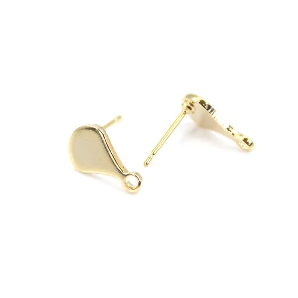 Clous d'oreille 8x13mm, plaqué par"flash" or sur laiton x 2pcs 