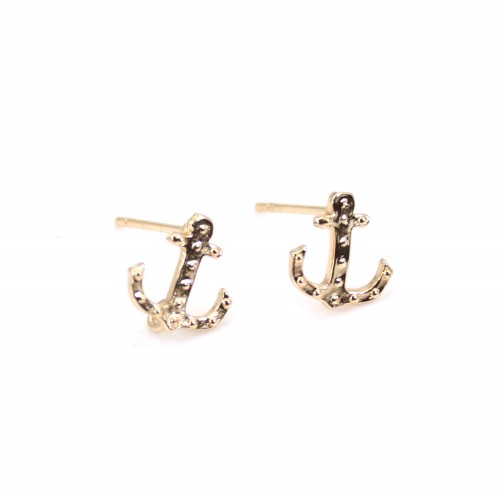 Clous d'oreilles feuille doré sur laiton 8x14mm x 2pcs
