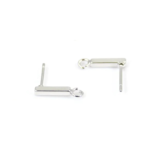 Ear studs, in the shape of a tube 2x14mm, by "flash" Gold on brass x 2pcs