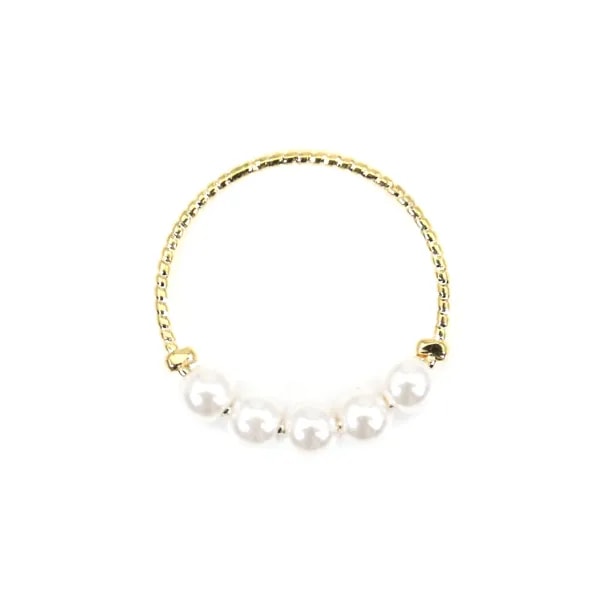 Round pendant 18mm, plated by "flash" gold brass with pearls x 1pc