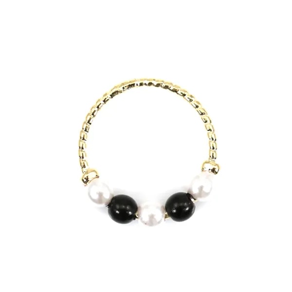Intercalaire breloque en forme ronde 15mm, doré à l'or fin  sur laiton, avec perles nacrées x  2pcs