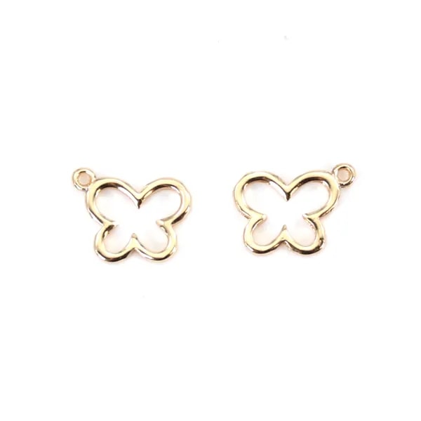 Breloque papillion plaqué par "flash" or sur laiton 9x11mm x 5pcs
