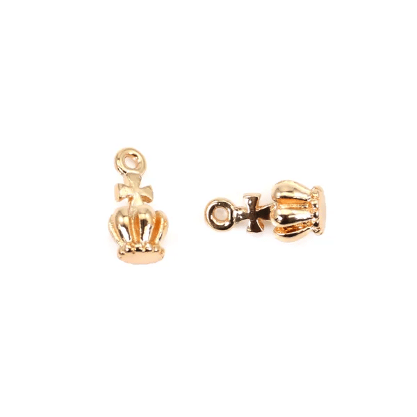 Pampille crown dorée sur laiton 5.5x6mm x 10pcs
