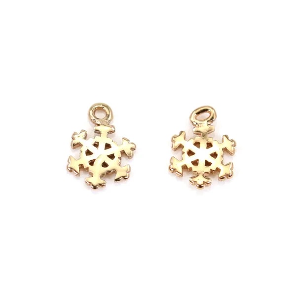 Pampille flocon plaquée par "flash" or sur laiton 5.8mm x 8pcs