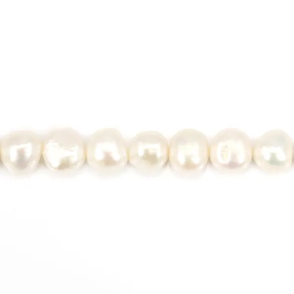 Perle de culture d'eau douce, blanche, baroque 13mm x 40cm