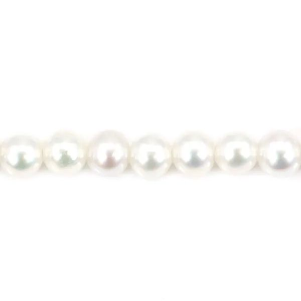 Pérola cultivada de água doce, branca, redonda, 3 mm x 39 cm