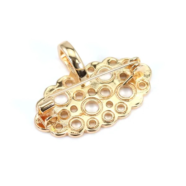 Broche pendentif fleur plaquée par "flash" or x 1pc