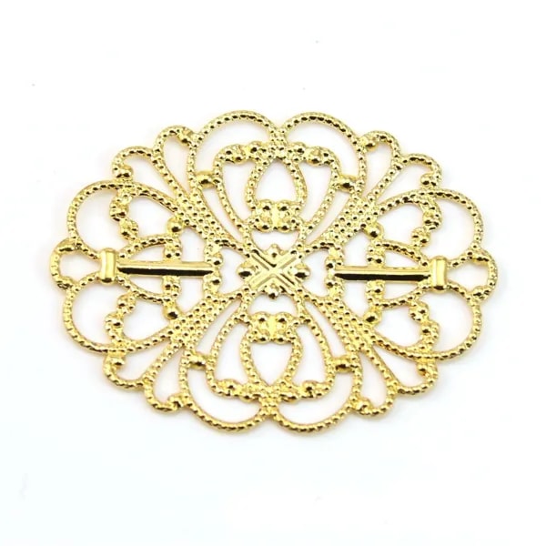 Estampe ovale ajouré doré 34x26mm x 1pc