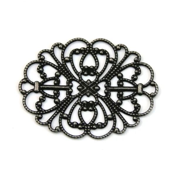 Estampe ovale ajouré noir 34x26mm x 1pc