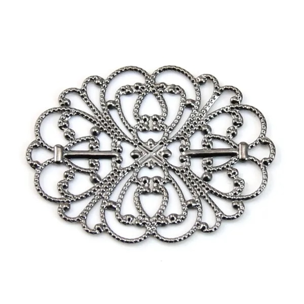 Estampe ovale ajouré argent vielli 34x26mm x 1pc