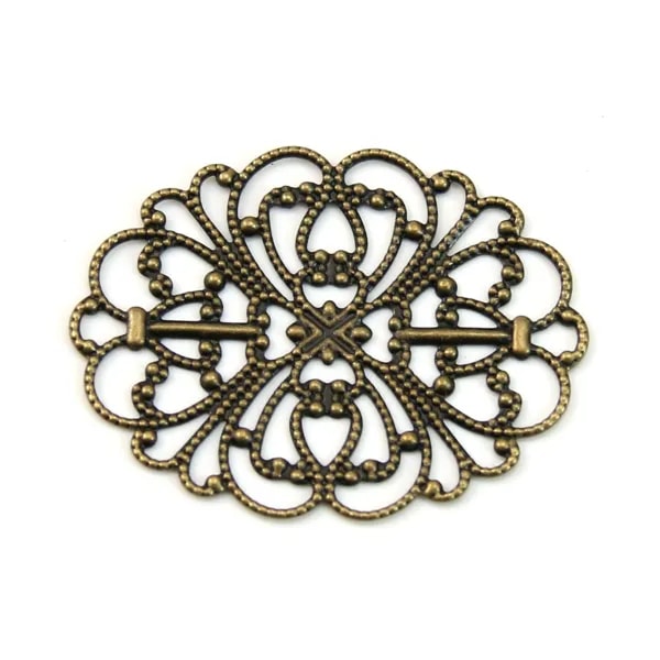 Ovale Filigreed Skeleton bronze tone 34x26mm x 1pc