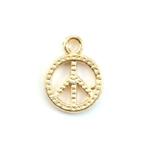 Breloque en peace & love doré 12mm x 4pcs  