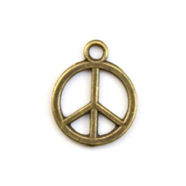 Breloque en peace & love bronze 12mm x 4pcs  