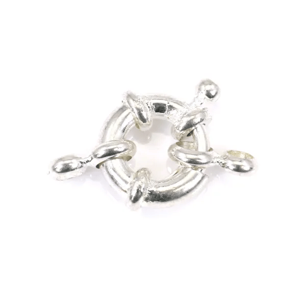 Fermoir en forme de bouée, en métal de couleur argenté, 11mm x 1pc
